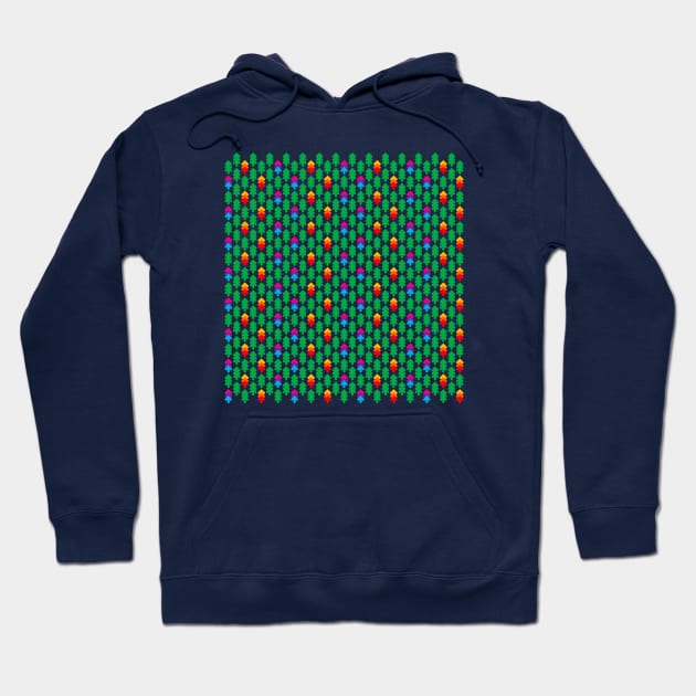 Green and colorful fir forest pattern, version one Hoodie by kindsouldesign